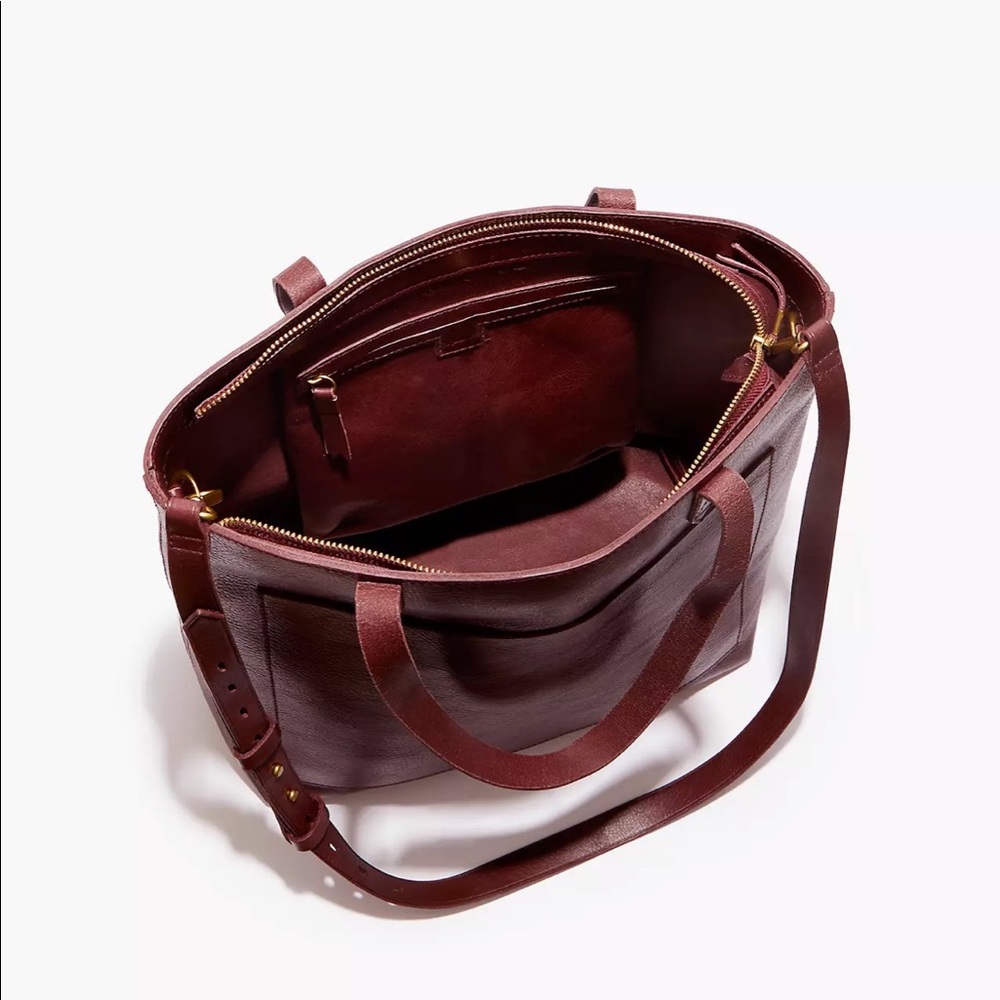 Madewell Zip-top medium transport tote in dark Cabernet